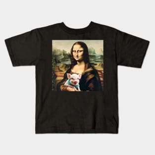 Mona Lisa's Piggy Pal: Celebrate National Pig Day Kids T-Shirt